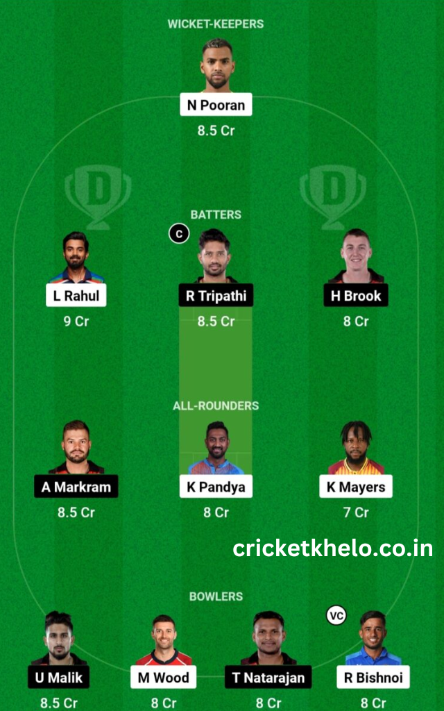 LSG vs SRH Dream11 Prediction Team Today Head To Head League